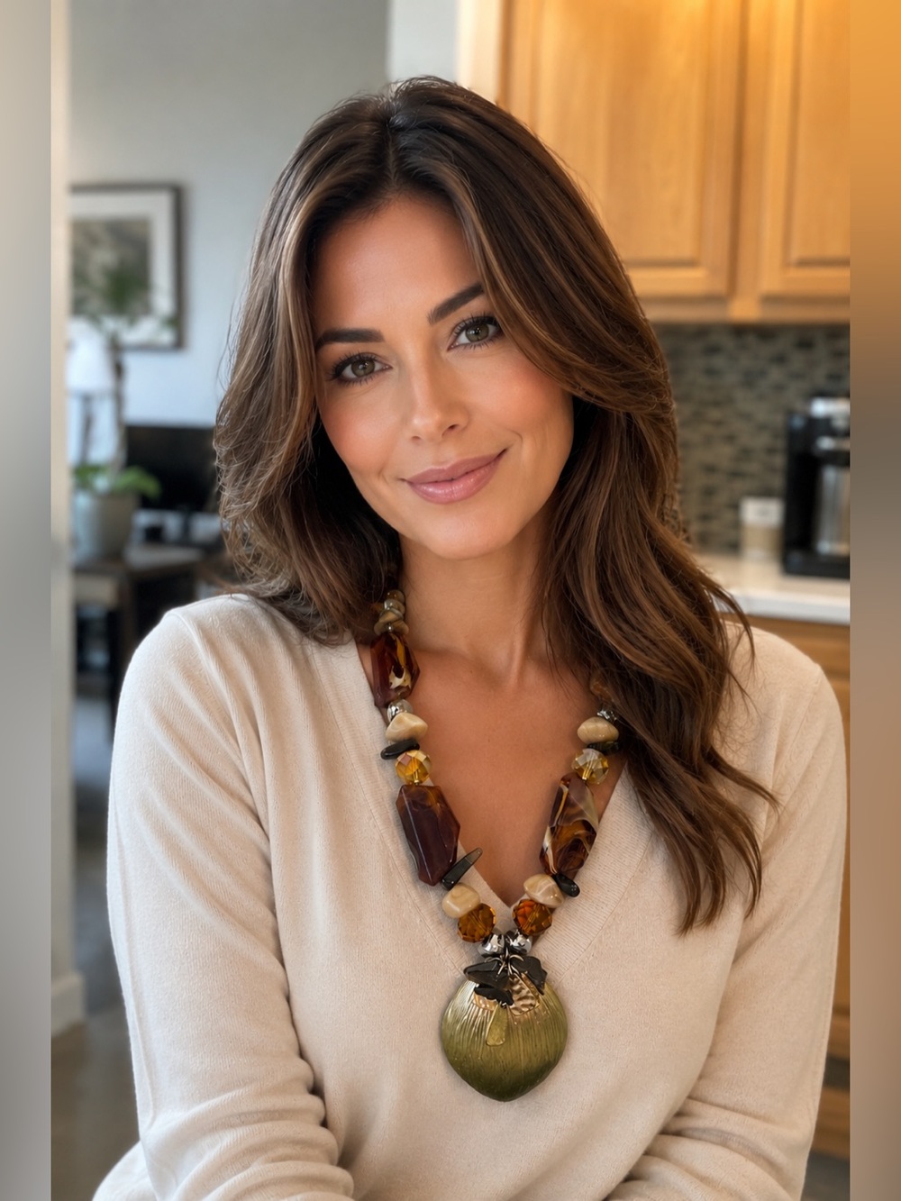 Chicos Gold tone beaded statement Necklace NWT